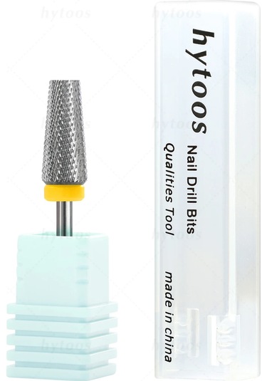 Hytoos Düz Üst Konik 5 İn 1 Tırnak Matkap Ucu Çapraz Diş Karbür Tırnak Uçları Jel Elektrikli Matkaplar Dosya Manikür Aksesuarları Kaldırmak Açık Gri