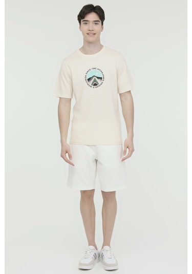Jack &amp Jones Jorlafayette Tee Ss Crew Bej Erkek Kısa Kol T-shirt 000000000101961708 Bej