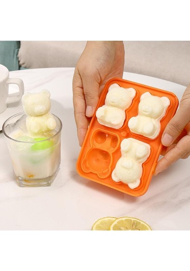 Sarı Silikon Ayı Buz Kalıp Küçük Ayıcık Şekli Buz Küpü Silikon Kalıp Buz Kalıbı Viski Silikon Buz Kutusu Sarı