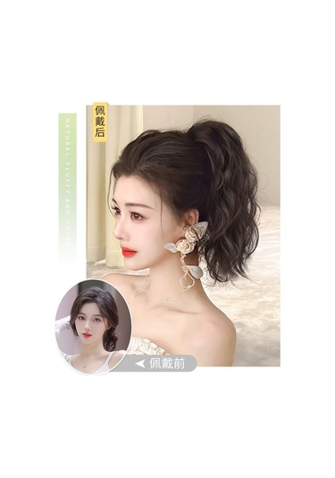 Peruk At Kuyruğu Kadın Bulut Sıcak İnternet Ünlü Kavrama Armut Çiçeği Su Dalgalanma Doğal Dikişsiz Kısa Saç Yüksek At Kuyruğu Örgüsü