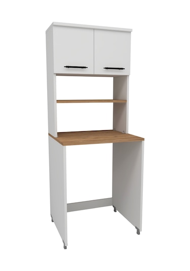 Enda Home Çamaşır Makinesi Dolabı 2 Kapaklı Banyo Dolabı Çam Atlantik Çam - Beyaz