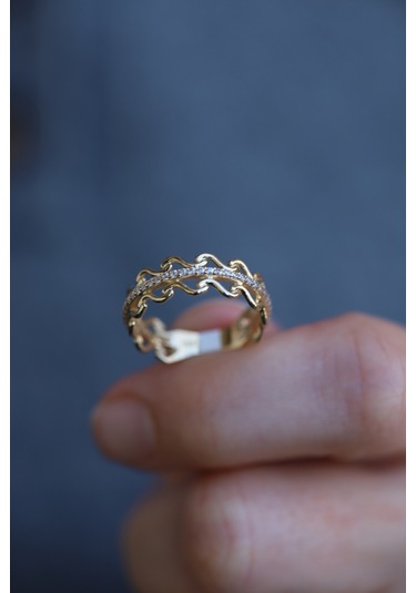 Yenigün Kuyumculuk 14 Ayar Altın Taşlı Su Dalgası Model Yüzük Yzk26433