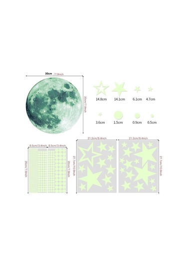 Sones Afg3303 Ev Dekorasyonu Aydınlık Yıldızlar Ay Pvc Etiketler, Özellikler: 435 Adet + 30 Cm Ay Yeşil Diğer