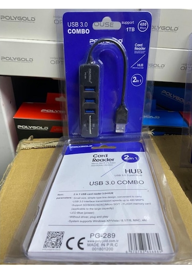 Polygold Pg 289 Usb 3.0 Çoklayıcı 3 Port 1 Tb Usb Hub Sd/Tf Giriş