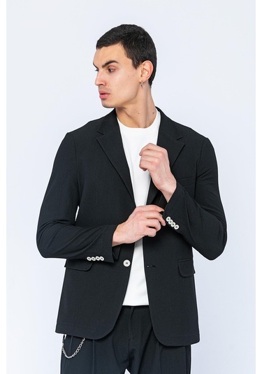 Cekmon Erkek Slim Fit Cepli Düğmeli Bürümcük Kumaş Klasik Ceket 001