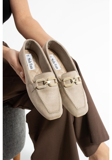 Modafrato Aly-165 Kadın Babet Günlük Kadın Ayakkabı Krem