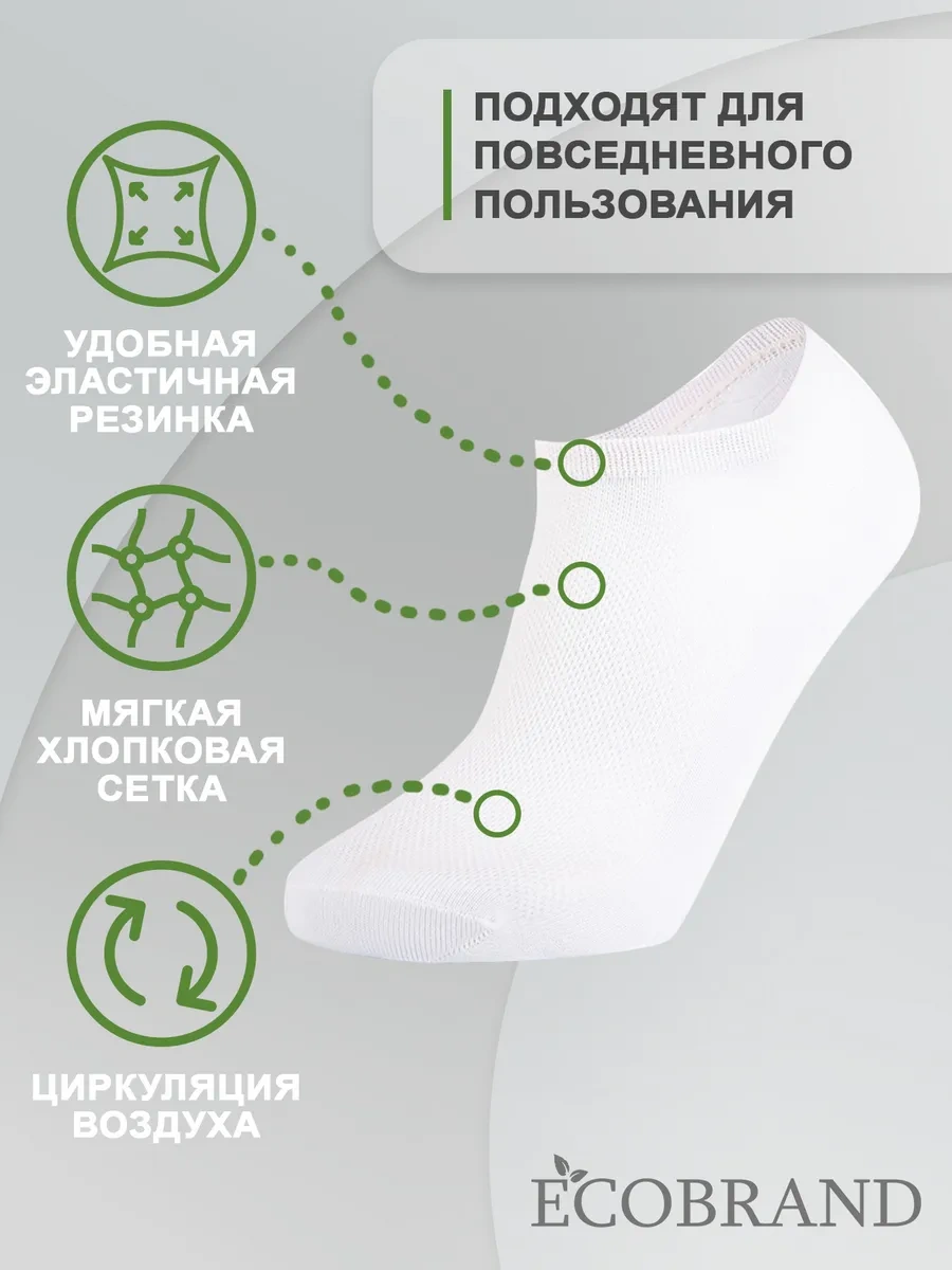 Ecobrand Kısa Çorap Seti, Yazlık, Pamuk 5 Çift 75435448 Beyaz