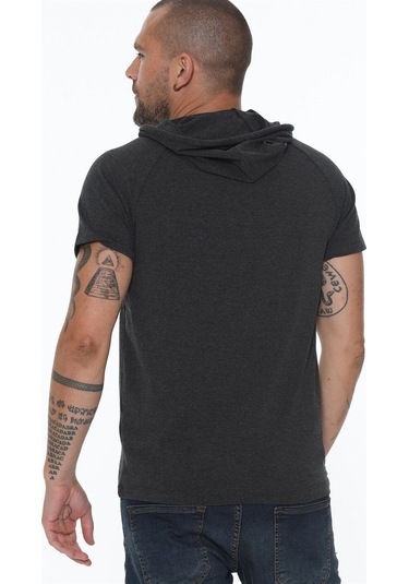 T8570 Dewberry Kapşonlu Erkek T-shırt-antrasit Antrasit