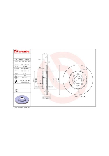 Honda Civic Ön Fren Diski 1.6 16V 262 Mm 2002-2006 Brembo