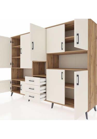 Hyperion Dolap 13 Raflı 3 Çekmeceli 9 Kapaklı 220x44x163 Çam-ayta Çam-aytaşı