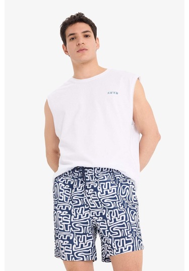 DeFacto Desenli File Astarlı Kısa Boy Deniz Şortu A7376AX25HSNV256 DeFacto Desenli File Astarlı Kısa Boy Deniz Şortu A7376AX25HSNV256