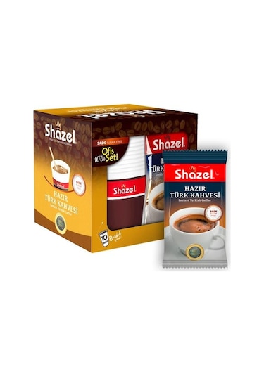 Shazel Hazır Türk Kahvesi Ofis Seti Sade 10'lu