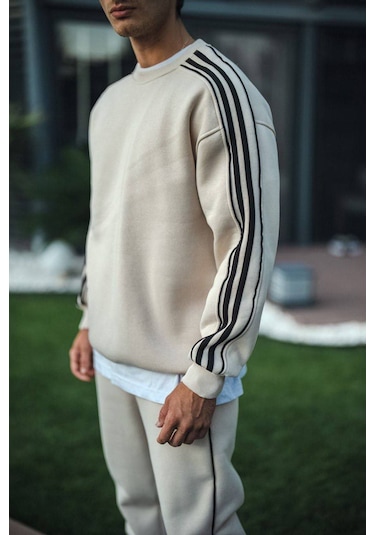 Lulikwear 3 İplik Sweatshirt Ve Eşofman Takımı Krem
