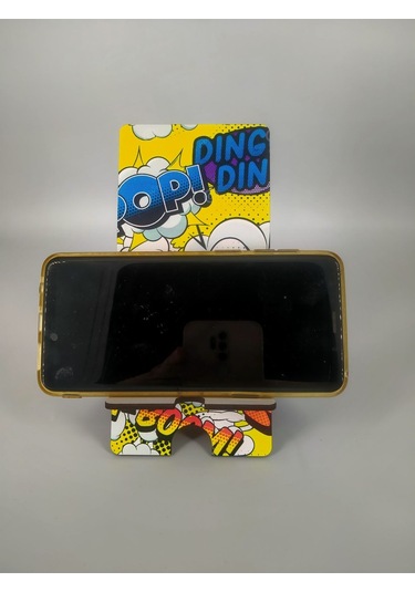 Ahşap Telefon Tutucu Masaüstü Cep Telefonu Standı - Chainsaw Man Denji Makima Hızlı Şarj Çok Renkli