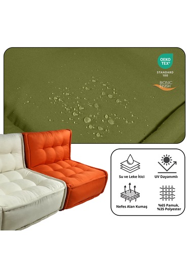 Xpermate Zen Sırtlı Minder İskandinav Tarzı Minder 80x60 Yeşil