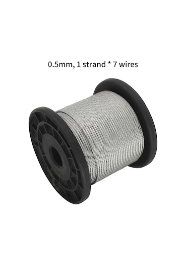 Skycity 304 Paslanmaz Çelik Teli, 0.5mm 1 7 100m , 30 Alüminyum Kelepçe Hediyeli, Dayanıklı Asma Ve Yük Taşıma Teli Siyah