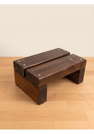Nest Woodtr Doğal Ahşap Tek Katlı Basamak Tabure Yükseltici 30x25x15cm 1adet Acı Kahverengi