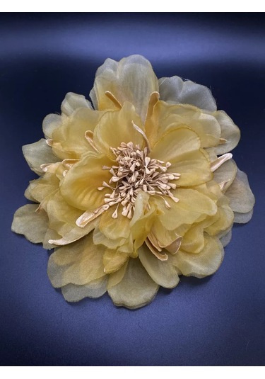 Amely Rid Kumaştan Büyük Çiçek Fiyonk Broş Tokalı 256858408 Hardal Rengi