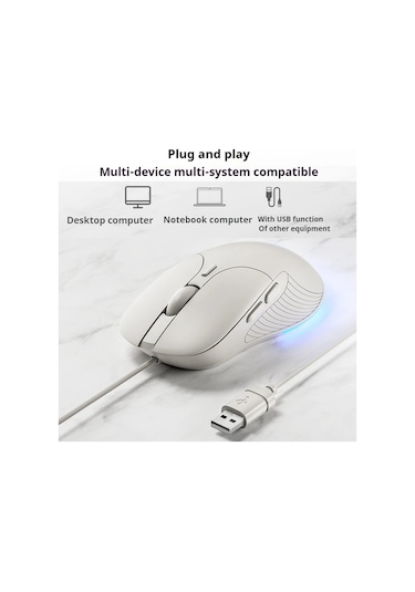 Inphic B2 Oyun Makro Sessiz Glow Bilgisayar Kablolu Fareler Beyaz Diğer