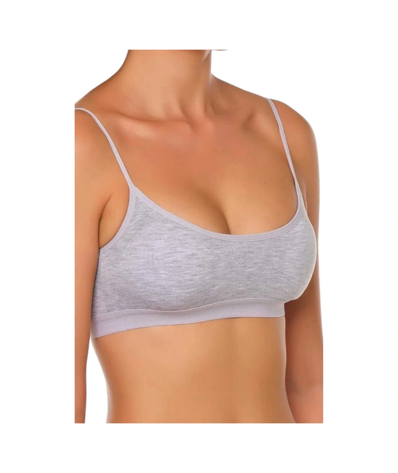 Tezzgelsin Kadın İnce Askılı Pedli Büstiyer Yarım Atlet Sütyen 3'lü Set Gri