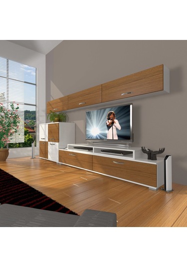 Decoraktiv Ekoflex 8 Slm Tv Ünitesi Tv Sehpası Beyaz - Ceviz
