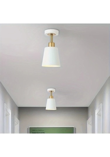 Fastbuy Modern Minimalist Siyah Ve Altın Detaylı Yarı Flush Mount Tavan Armatürü Karartılabilir 2 Adet Siyah Siyah