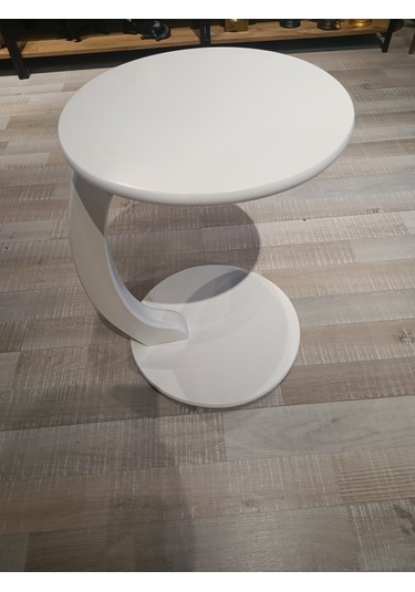 Mercan Mobilya Tekerlekli C Sehpa Yan Sehpa Beyaz Yuk: 55 Çap:40 Beyaz