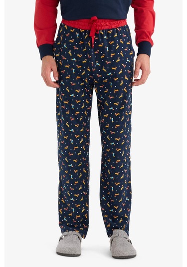 Defacto Pijama Takımı Regular Fit Baskılı Uzun Kollu Üst Uzun Alt G2905ax25wnnv135 Lacivert-nv135