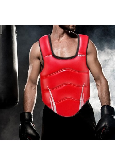 Pazly Suntek Karate Göğüs Koruyucu Elastik Boks Spor L Kırmızı Renk Kırmızı