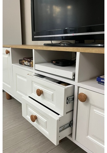 Life Tv Ünitesi %100 Mdf Beyaz - Meşe