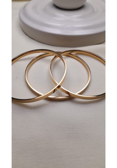 Uzel Çelik Kadın Ajda Kibrit Çöpü 4 MM Kalın 3lü Bileklik Gold