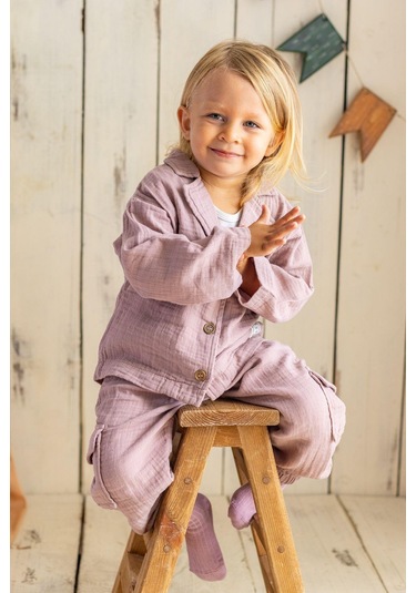 Oliventhekid Müslin Kumaş Gül Kurusu Kargo Pantolon Gül Kurusu Gülkurusu