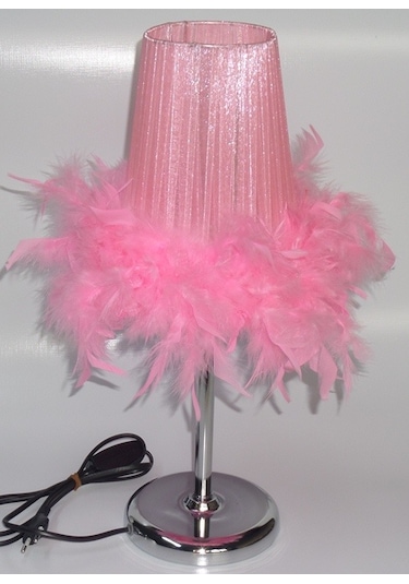 Pembe Tüylü Yatak Odası Kız Çocuk Odası Abajur Pembe