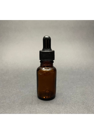 Kahverengi Cam Damlalıklı Şişe Siyah Plastik Kapak 15 ML