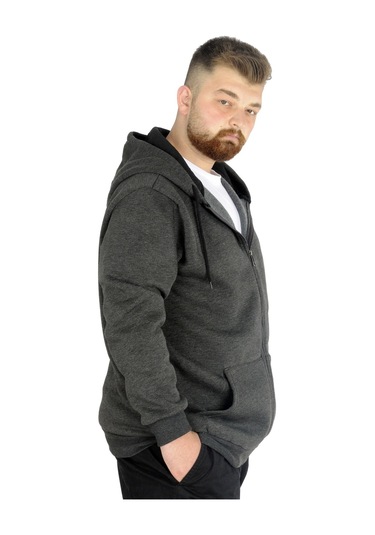 Mode Xl Erkek Sweatshirt Kapşonlu Zippered Basic 20543 Anramelanj 001