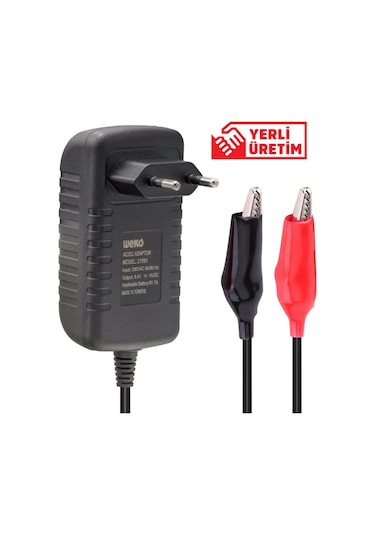 Weko 8.4v 1a Krokodil Uçlu Akü Şarj Cihazı - Led Işıklı Adaptör