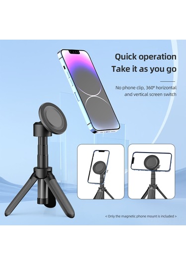 Youmex İphone 15/14/13/12 Magsafe Uyumlu Aluminyum Manyetik Telefon Desteği, 1/4 Vida Deligi İle