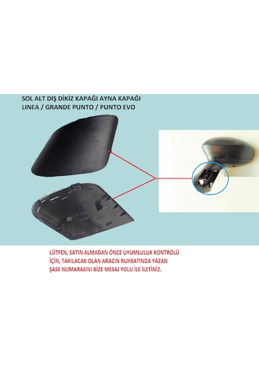 Fiat Punto Sol Dış Dikiz Ayna Alt Kapağı 2012 İle 2016 Arası