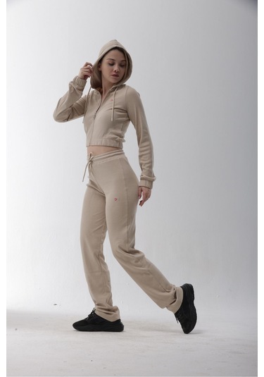 Kaşkorse Bej Fitilli Eşofman Altı Bej