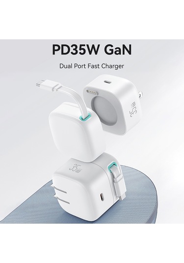 Usams Us-cc203 Smf Serisi Pd35w Çift Tip-c Bağlantı Noktalı Gan Hızlı Şarj Cihazı, Abd Tak Siyah