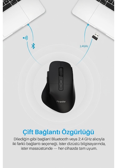 7658 Sessiz Tuşlu Kablosuz Mouse / Bluetooth + 2.4ghz Usb / Dpı 800-1200-1600 / 7 Tuşlu 7658