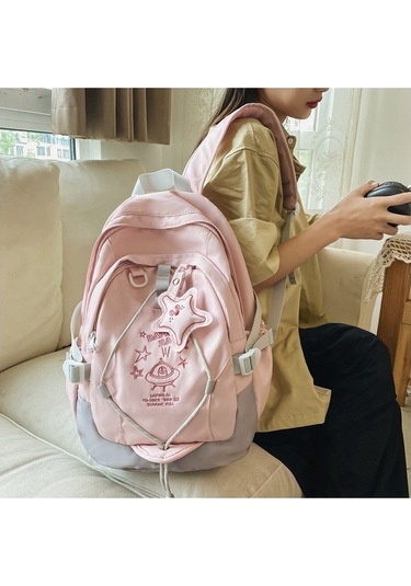 Gençler İçin Şık Ve Fonksiyonel Okul Çantası, Dayanıklı Sırt Çantası, Ergonomik Tasarım, Hafif Ve Spor Çanta Pembe