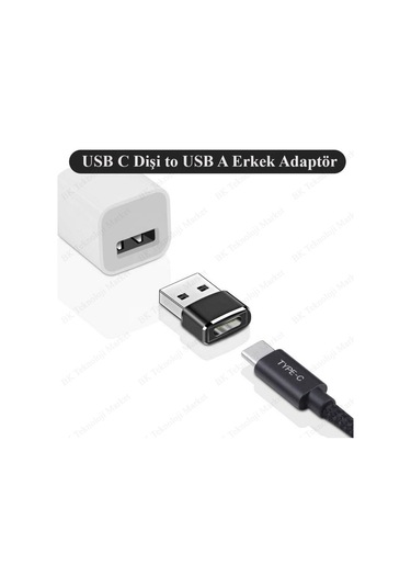 BK Teknoloji USB Erkek To Type-C Dişi Adaptör Şarj Data Çevirici