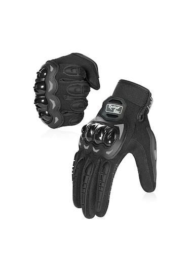 Tcherchi El Koruyuculu Tam Boy Motosiklet Eldiveni Siyah