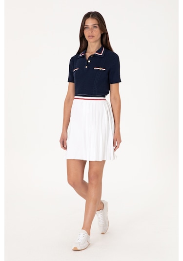 U.S. Polo Assn. Kadın Beyaz Mini Boy Triko Etek 50299379-VR013