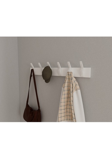 Hepsi3boyutlu Modern Duvar & Kapı Kanca Askılık - 6 Adet Beyaz Kanca Askılık - Model No : 3 Beyaz