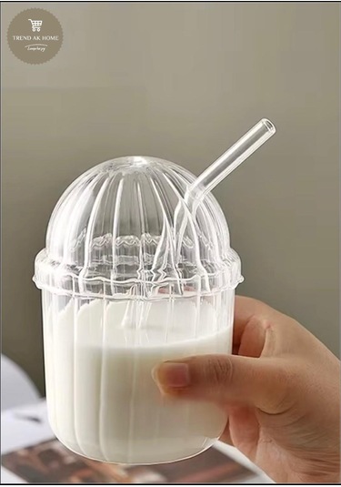 Kubbe Şekilli Oval Cam Kapaklı Isıya Dayanıklı Pinterest Çizgili Mika Bardak Cam Pipet Şefaf