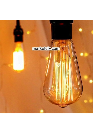 Rustik 40 Watt St64 Armut Ampul, Dimerli E27 Duylu