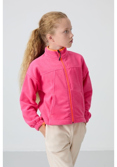 Tommy Life Şeker Pembe Kalın Yumuşak Dokulu Standart Fit Nakışlı Polar Kız Çocuk Sweatshirt - 75157 Şeker Pembe