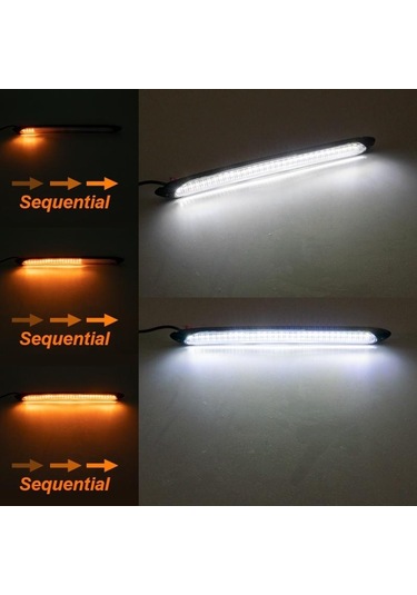 Evrensel 12 V Gündüz Sürüş Çalışan Işık Drl Araba Sis Lambası Esnek Şerit Işıklar Su Geçirmez Sıralı Akış Dönüm LED Far 54156671